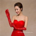 Fashion red lace appliques long-full high quality wedding lace gloves